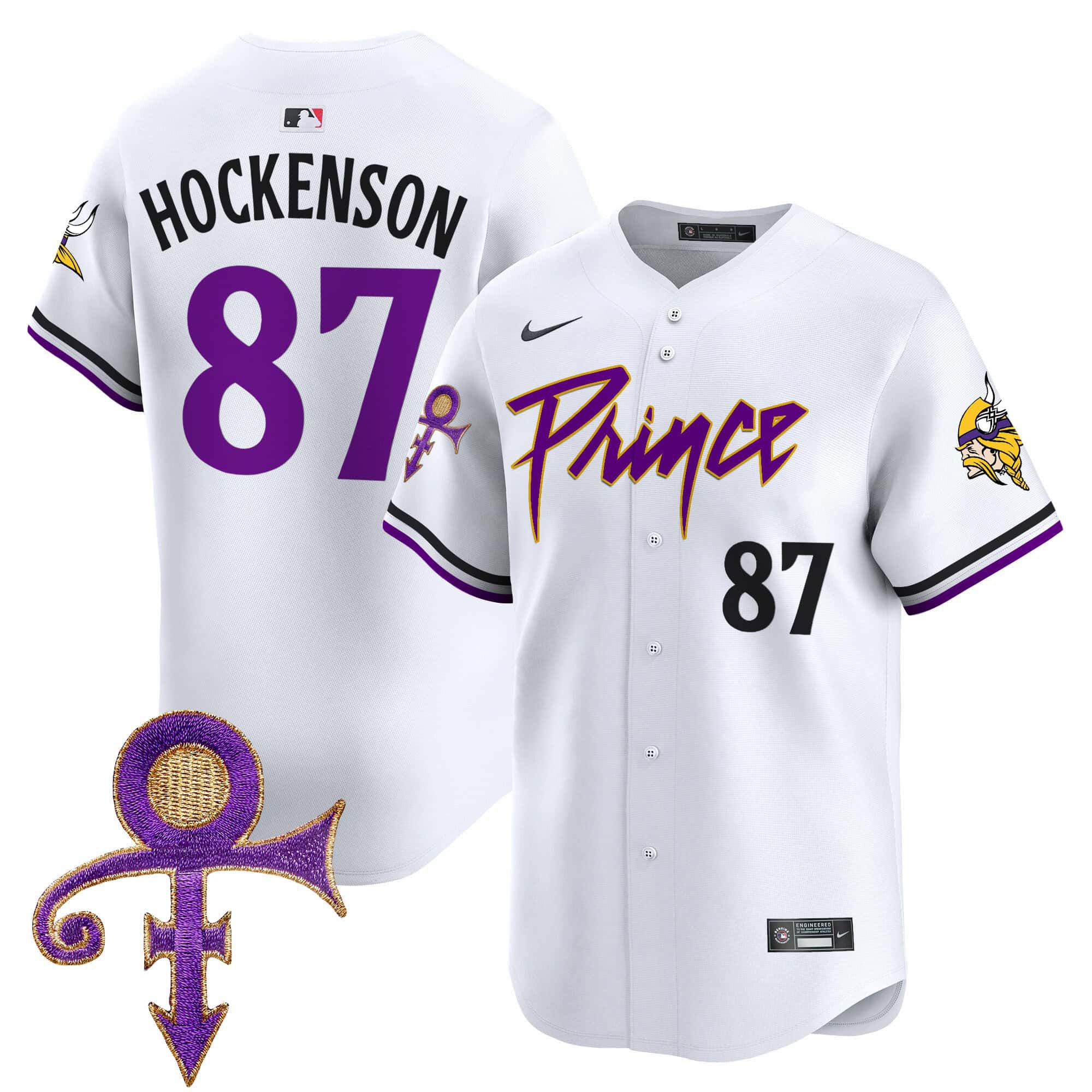 Men Minnesota Vikings 87 Hockenson White 2024 Nike Prince Patch Vapor Premier Limited NFL Jersey